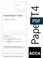 Accounting For Costs: Thursday 10 June 2010