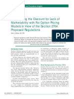 Determining The Discount For Lack of Marketability With Put Option Pricing Models in View of The Section 2704 Proposed Regulations