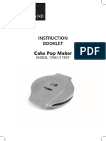 Instruction Booklet Cake Pop Maker: MODEL 17661/17837