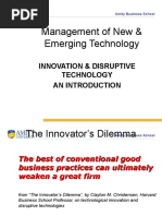 Management of New & Emerging Technology: Innovation & Disruptive Technology An Introduction