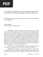 Lupe Romero - La Variación Linguística en Los Géneros de Ficción