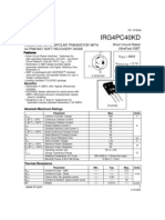 Irg4Pc40Kd: Insulated Gate Bipolar Transistor With Ultrafast Soft Recovery Diode Short Circuit Rated Ultrafast Igbt