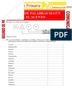 Clases de Palabras Según El Acento para Segundo de Primaria