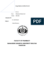 Drug Profile of ALPRAZOLAM: Faculty of Pharmacy Bahauddin Zakariya University Multan Pakistan