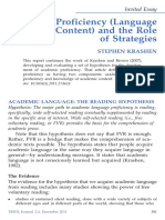 Krashen (2011) Academic Proficiency (Language and Content) and The Role of Strategies