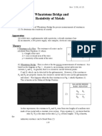 Experiment 23: Wheatstone Bridge and Resistivity of Metals: Purpose