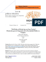 "Del Dicho Al Hecho Hay Un Gran Trecho": Obstáculos para La Expansión de La Escolaridad Media en Uruguay