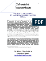 Eficiencia y Garantía en El Proceso Penal y Su Formación