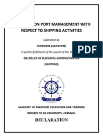 The Study On Port Management With Respect To Shipping Activities