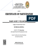 Certificate of Participation: - MARY JANE T. VILLOCERO