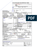 Calculation Sheet For Centrifugal Pumps: Excel Program File: Pumpmast - Xls Version: 1.02 / Reh