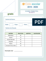 6 Grado Examen Trimestral Bloque III 2019-2020 PDF