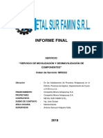 Informe de Trabajo Ma-2228-17 Servicio de Movilizacion y Desmovilizacion de Componentes