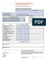 Performance Appraisal (Year) : Attendance/Punctuality