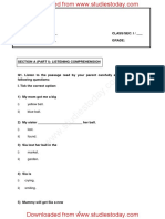 CBSE Class 1 English Listening Comprehension Assignment Set A PDF