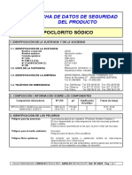 Hipoclorito Sódico: Ficha de Datos de Seguridad Del Producto