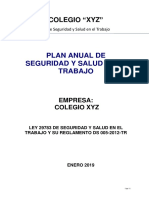 Plan Anual de Seguridad Y Salud en El Trabajo: Colegio "XYZ"