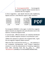 Ferromagnetism: Weiss Theory of Ferromagnetism (FM) : External