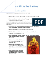 Fahrenheit 451 by Ray Bradbury: Reading Comprehension Questions