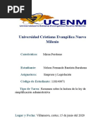 Resumen Sobre La Lectura de La Ley de Simplificación Administrativa