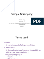 Sample & Sampling: Paper - Iii: Quantitative Biology and Computer Application Unit III.3