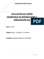 Evaluación Del Diseño Geometrico de Intersecciones y Señalización Vial - Mala - Calango