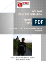 BBI 2409 Oral Presantation Theme: Sports Topic: Tennis: Prepared For: Puan Zuriena Abdul Rahman