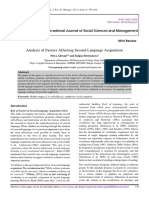 Analysis of Factors Affecting Second Language Acquisition: Mini Review