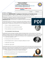 MICROSCOPY: A Glimpse at The History of The Microscope: Learning Activity Sheet (Las)