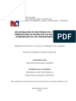 Recuperación de Proteínas Del Proceso de Fabricación de Extractos de Malta para La Elaboración de Un Concentrado Proteico