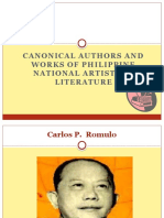 Canonical Authors and Works of Philippine National Artists in Literature