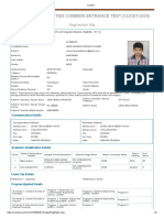 Central Universities Common Entrance Test (Cucet-2020) : Registration Slip