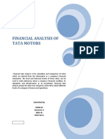 Financial Analysis of Tata Motors: Submitted by Binni.M Semester-2 Mba-Ib ROLL - No-6