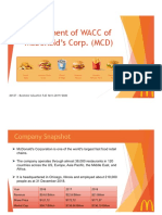 Assessment of Wacc of Mcdonald'S Corp. (MCD) : 20127 - Business Valuation Fall Term 2019/2020