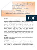 Celebrity Endorser Attitude Towards Celebrity Results in Purchase Intention - A Study With Reference To Chennai City