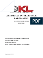 Artificial Intelligence Lab Manual: (ACADEMIC YEAR: 2018-19) Semester - I