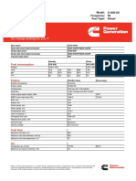 Fuel Consumption Sheet of 1250kVA Prime Cummins DG Set