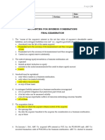 Accounting For Business Combinations Final Examination: Name: Date: Professor: Section: Score