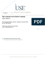 Sign Language Versus Spoken Language: Stokoe, William C