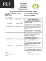 Individual Workweek Accomplishment Report: Department