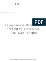 La Conquete Du Cameroun 1er Aout 1914 - 20 Fevrier 1916