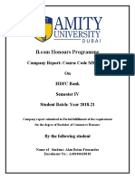 Company Report: Course Code MSCR100 On HDFC Bank Semester IV Student Batch: Year 2018-21