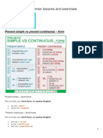 B1 Grammar Lessons and Exercises: Present Simple Vs Present Continuous - Form