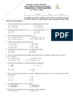 Mathematics 8 - First Quarter: Division of Lanao Del Norte Division Unified Quarterly Examination S.Y. 2019 - 2020