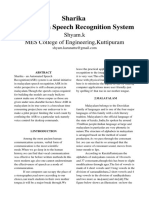 Sharika Malayalam Speech Recognition System: Shyam.k MES College of Engineering, Kuttipuram