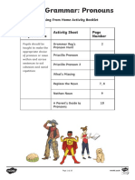 Year 4 Grammar: Pronouns: Statutory Requirements Activity Sheet Number