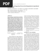 Constraints and Suggestions Perceived by Respondents in Agricultural Diversification