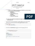 Lab 07: Linked List: Create A Class Linkedlist and Implement The Singly Linked List Operations in The Following Order