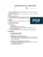 Daily Lessson Plan in Tle 6 - Agriculture: WEEK 13 Day 1 Date