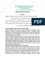 Pengurus Cabang Nahdlatul Ulama: Adab-Adab Terhadap Masjid Khutbah I